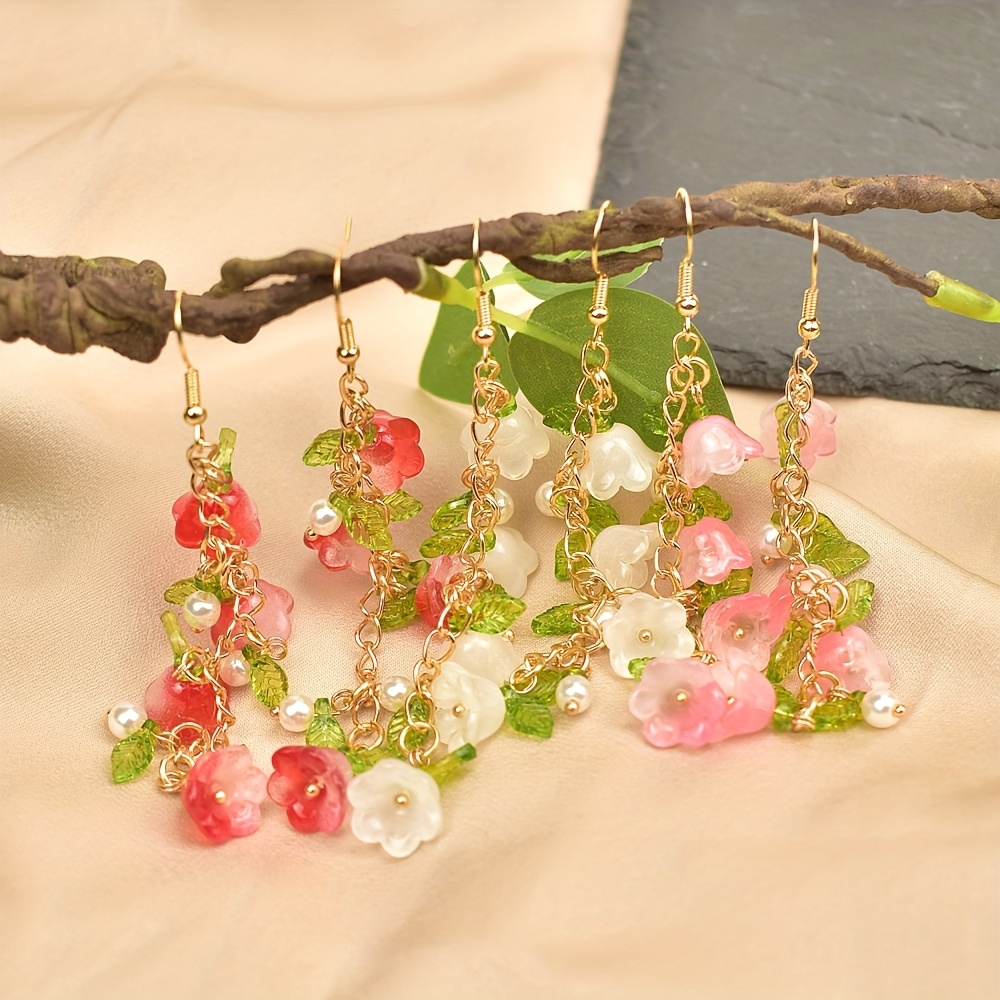 Women's Glass Wind Chime Flower Earrings